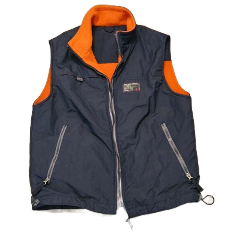 Vintage Abercrombie & Fitch Reversible Fleece Vest – Navy/Orange – Men’s Medium